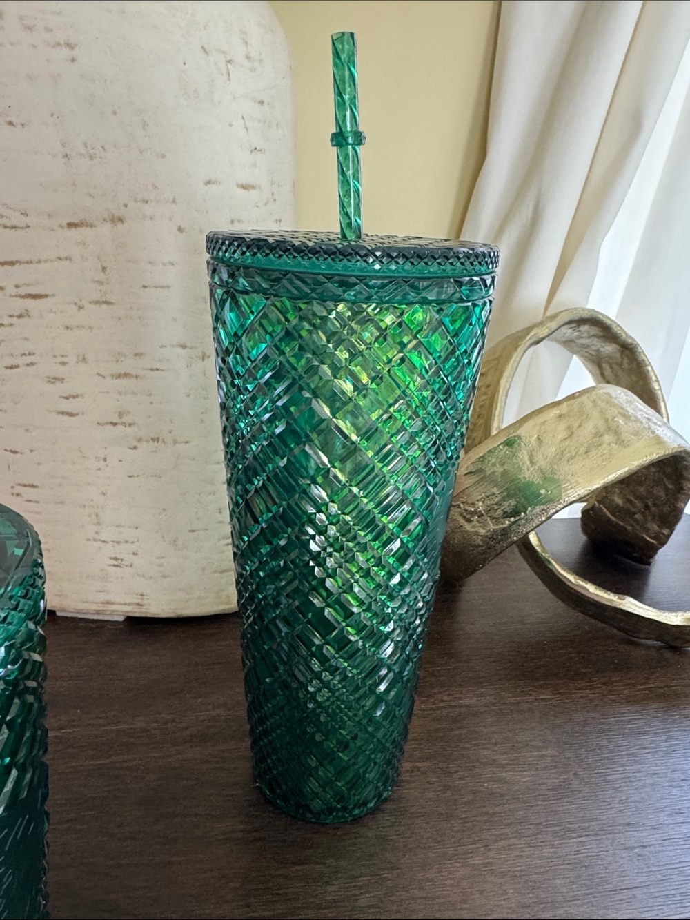 New Starbucks Emerald Textured Tumbler with Lid and Straw